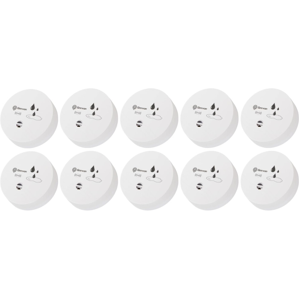 Geevon 10 Pack Water Leak Detectors 100Db Water Sensor Alarms Flood Detector For Basements Bathrooms Laundry Rooms Kitchens Garages And Att 729911650141
