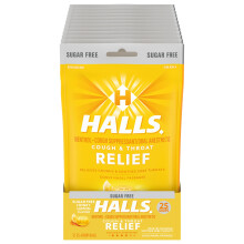 HALLS Relief Honey Lemon Sugar Free Cough Drops  12 Packs of 25 Drops (300 Total Drops)