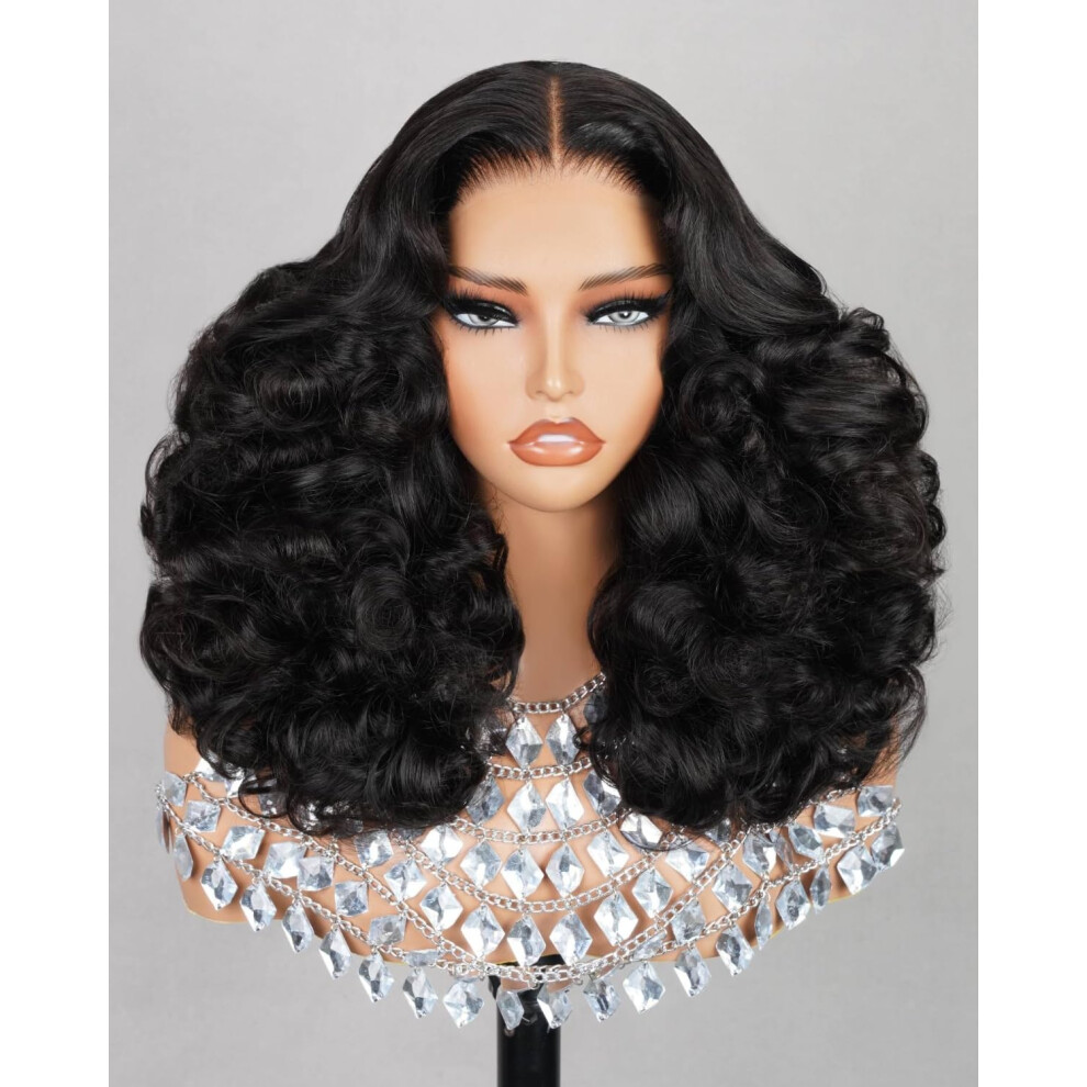 Megalook Hair Unisex 6X5 Hd Lace Closure Curly Wigs Human Hair Glueless Ready To Go Bouncy Curly Wig Human Hair Curls 220% Density Lace Front Wig Pre Pl
