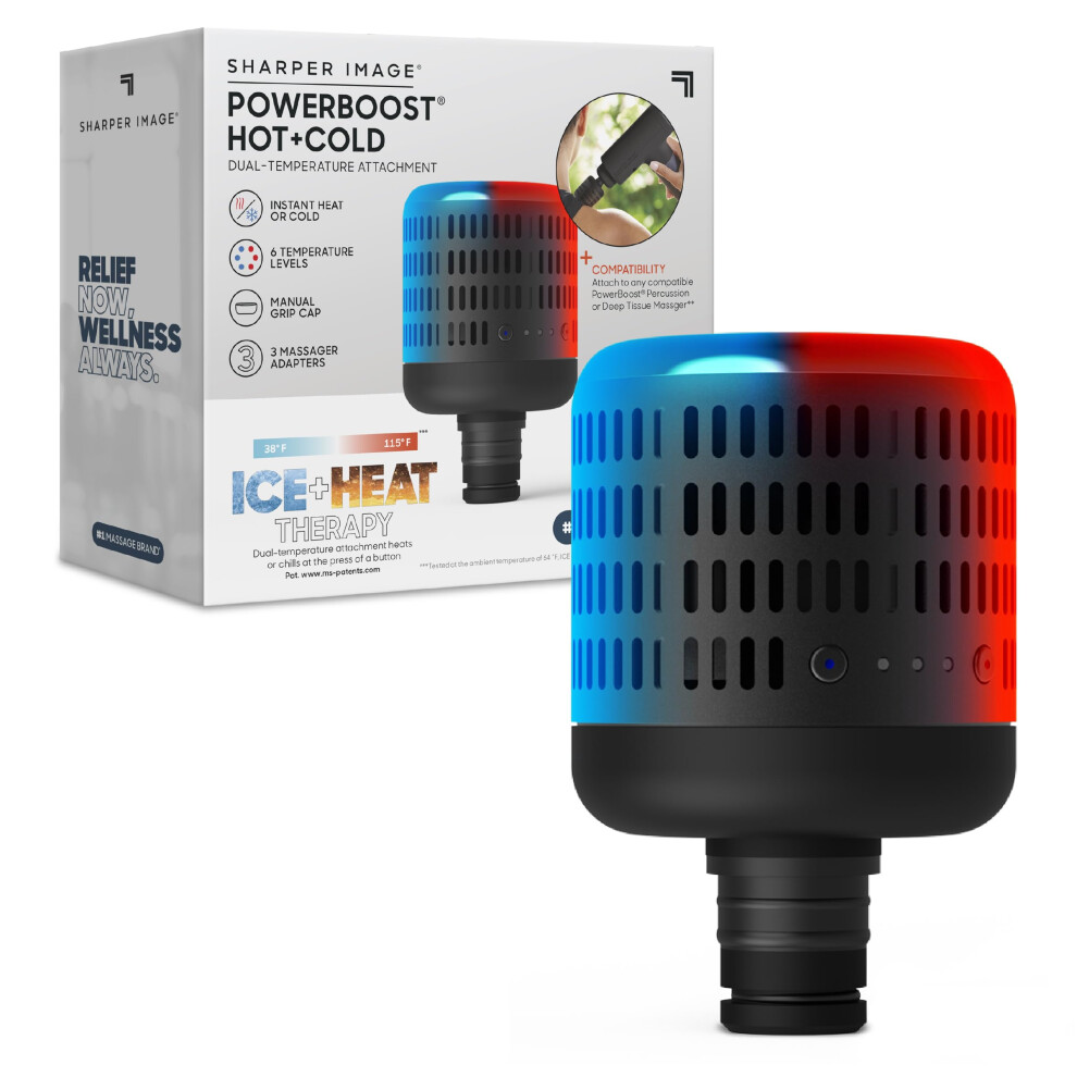 Sharper Image Powerboost Hot + Cold Dual-Temperature Attachment - Instant Heat & Cold 6 Temperature Levels Compatible With Powerboost Massage G