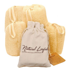 All Natural Loofah Sponge Pack of 4 Real Egyptian Bath & Shower Exfoliating Loofa Scrubber Sponges for Face Back & Body Eco Friendly No Toxic