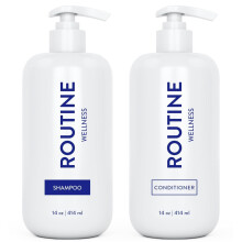 Routine Wellness Shampoo and Conditioner Set for Stronger Hair - Biotin | Color Safe | Sulfate-Free | Vegan | Clinically Tested | Nourishing Oils