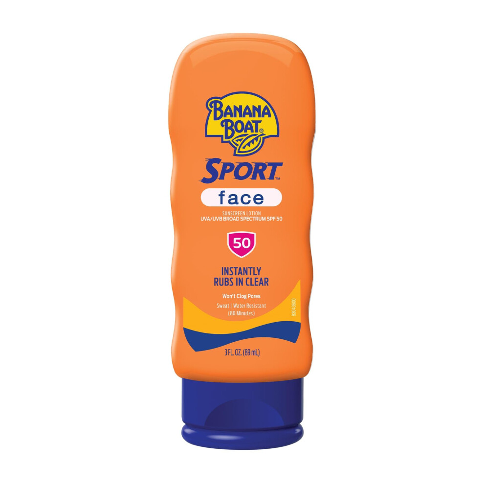 Banana Boat Sport Sunscreen For Face Spf 50 3Oz | Travel Size Sunscreen Spf 50 Sunblock For Dry Skin Face Summer Essentials Vacat