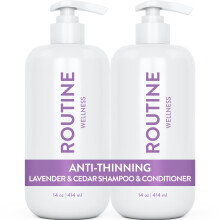 Routine Wellness Shampoo and Conditioner Set for Stronger Hair - Biotin | Color Safe | Sulfate-Free | Vegan | Clinically Tested | Nourishing Oils