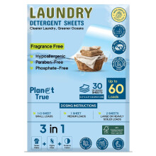 Planet True Fiches de d tergent de linge respectueuse de l'environnement 60 charges (30 feuilles) parfum de draps libres de linge de linge sans l