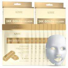 Mscara facial reafirmante AZURE 24K Gold - Mscara facial hidratante antienvelhecimento, tonificante e reafirmante - Ajuda a reduzir rugas e lin