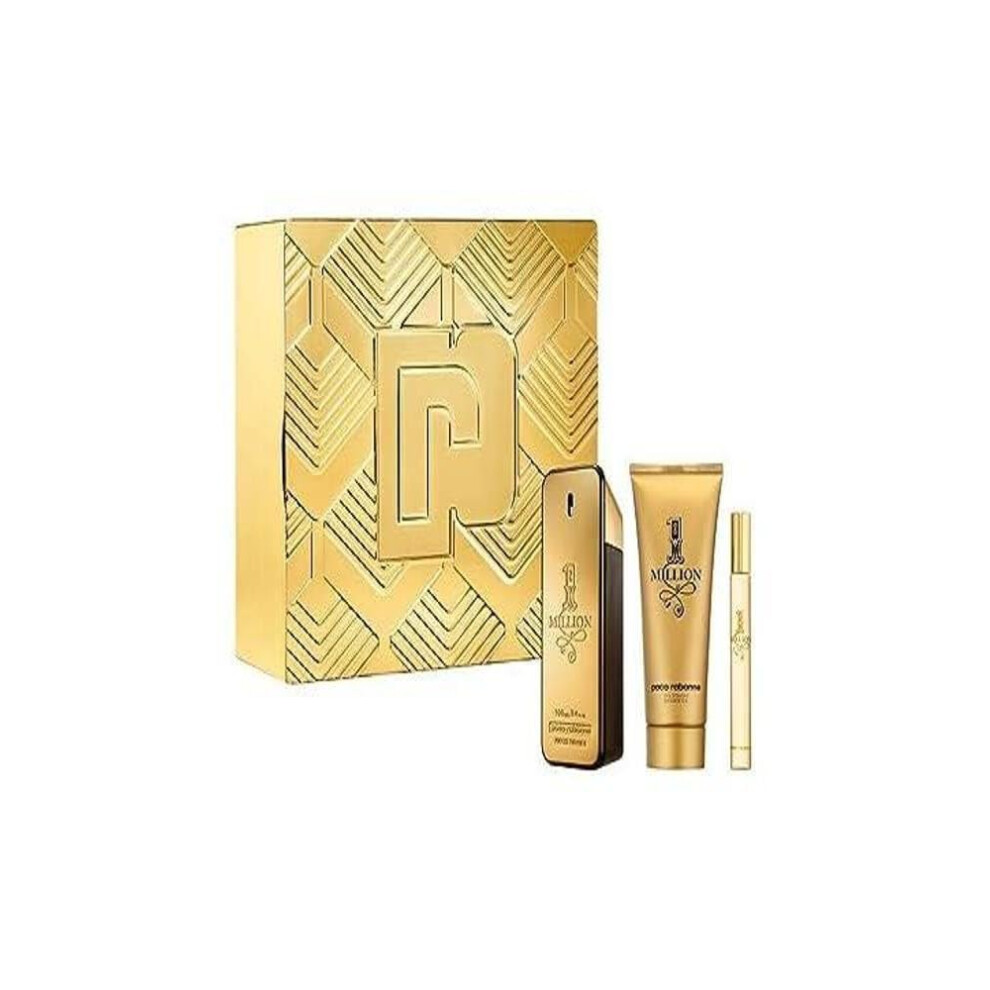 Paco Rabanne One Million 3-Piece Set for Men  (3.4 Oz Eau De Toilette Spray + 3.4 Oz Shower Gel + 0.33 Oz Travel Spray)