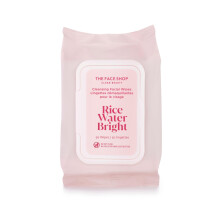 The Face Shop Rice Water Bright Makeup Remover Servietter til ansigt med risekstrakt Lysende Fugtgivende tilsat rensemlk Vegansk engangsrensende