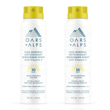 Oars + Alps Mineral FPS 30 Protetor Solar Spray Infundido com Vitamina E e Antioxidantes Resistente  gua e ao Suor 6 Oz 2 Pacote