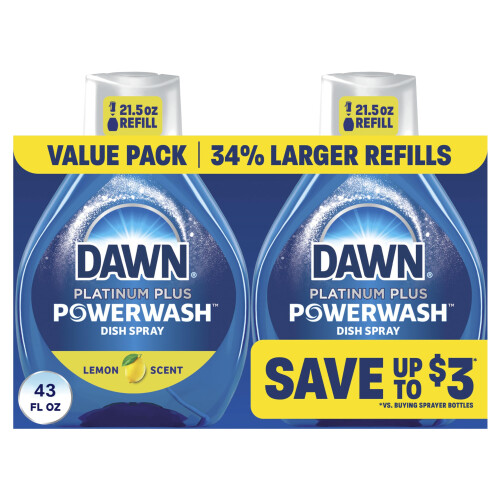 Dawn Powerwash Lemon Dish Spray Flytande diskmedel 2 Refills 43 Fl Oz