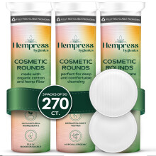 Hempress Hygienics ?kologisk bomuldsrunder til ansigtseksfoliering og sk?nsom makeupfjerner-puder Perfekt til rensning Toning Forfriskende og p?f