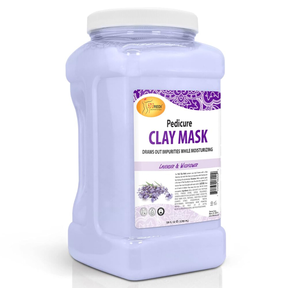 SPA REDI - Clay Mask Lavender and Wildflower 128 Oz - Pedicure and Body Deep Cleansing Skin Pore Purifying Detoxifying and Hydrating - Natura-image-OPC-PHXTQ88-NEW