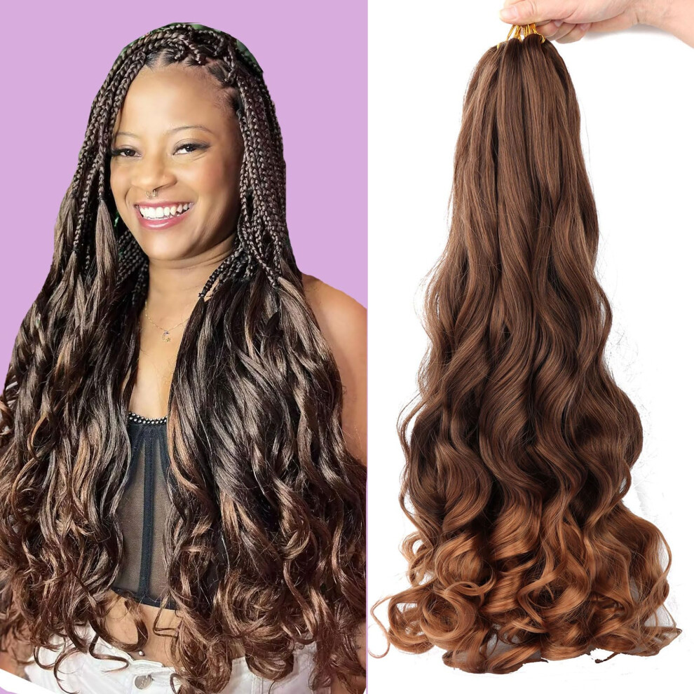 Lmzim French Curl Braiding Hair 24"""" - Loose Wavy 8 Pack Bouncy Braiding Hair Pre-Stretched French Curly Braiding Hair French Curls Crochet Braids For