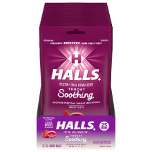 HALLS Throat Soothing (Previously HALLS Breezers) Cool Berry Throat Drops 12 Bags of 25 Drops (300 Total Drops)