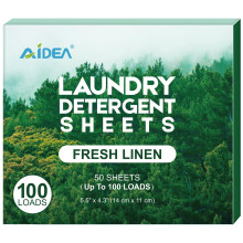 Aidea Laundry Dergents Feuilles de parfum frais - (100 charges) 50 feuilles sans cruche en plastique lgres et facile utiliser pour les dortoi