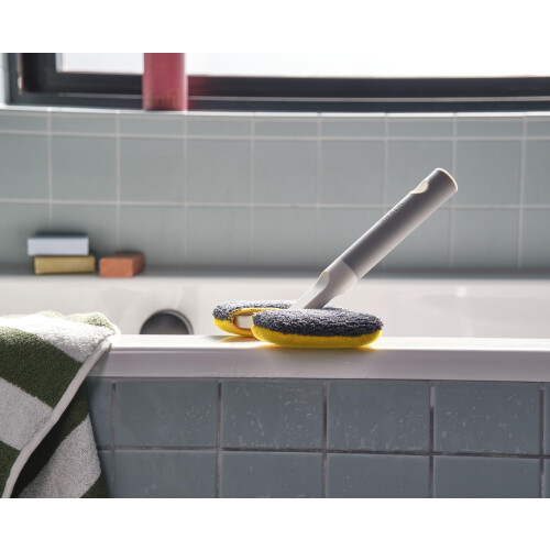 Joseph Joseph Joseph Joseph Cleantech 2 in 1 vasca da bagno Scrubber per la pulizia con cuscinetto in microfibra e cuscinetti abrasivi 2