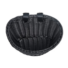Handlebar Bike Woven Basket for Bicycle Storage with Adjustable Leather Strap Bike Accessories for Adult Black Ref:NJO