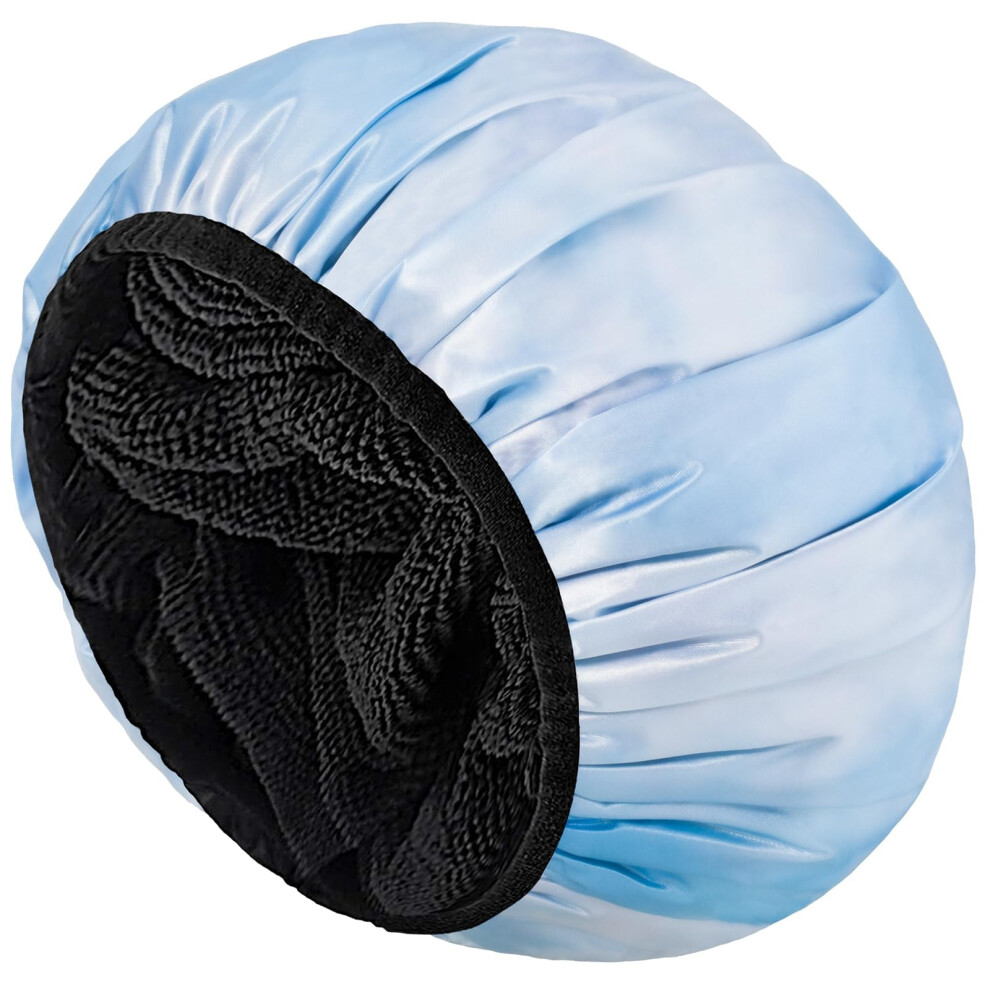 Aquior Shower Caps Terry Lined Shower Cap For Women Reusable Triple Layer Waterproof Bath Cap Extra Large For Women Long Hair