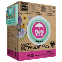 WBM kodin pyykinpesuainekapselit Spring Fragrance Scent 128 Count - HE tiivistetyt pyykkityynyt 10x Ultrapower-puhdistuksella ja 4D pyykin tahranpois