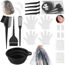 18PCS Hair Dye Kit  Hair Coloring Products with Hair Dye Brush  Collapsible Bowl  Clips  Ear Muffs  Disposable Gloves  Scarf  Shower Cap