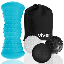 Vive Massageboll Set (4 Delar) - Plantar Fasciitis Lindring Fotvärk Värme Kylterapi