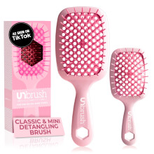 FHI Heat - Pacote combinado de escova desembaraadora UNbrush - Escova de cabelo UNbrush original e mini para todos os tipos de cabelo molhado/se