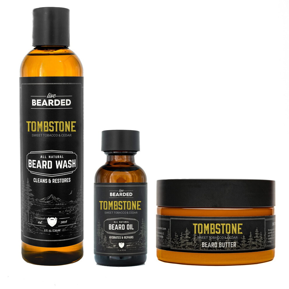 Kit de toilettage  barbe  barbe  barbe vivante - Huile et beurre de lavage - Fabriqu aux tats-Unis - ingrdients entirement naturels avec d