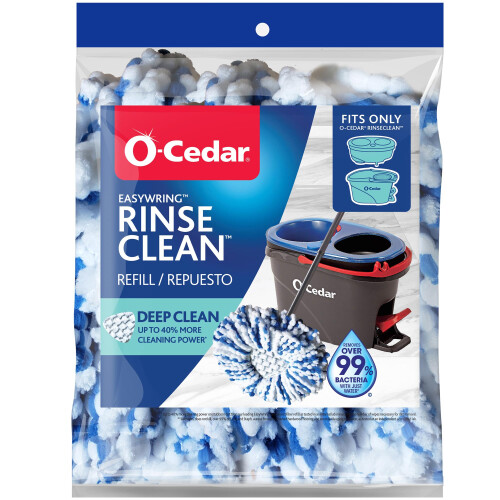 O-Cedar RinseClean Deep Clean Spin Mop Head Replacement | Machine Washable | Reusable | Microfiber Refill | 40% More Cleaning Power