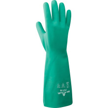SHOWA 717 Ungeftterter, chemikalienbestndiger Nitril-Sicherheitshandschuh, 11 mil, 13 Zoll Lnge, gro (Packung mit 12 Paaren), Hellgrn