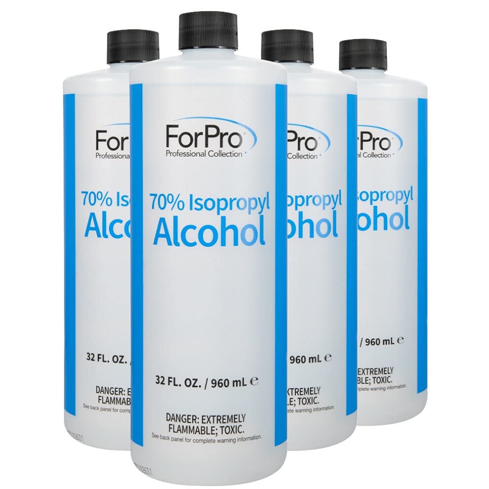 ForPro Professional Collection 70% Isopropyl Alcohol (IPA) Pure & Unadulterated Concentrated Alcohol 1 Gallon 32 Fl Oz (Pack of 4)