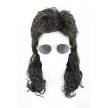 LeMarnia Herren Percke 80er Jahre Percke Schwarz Vokuhila Percke Halloween Heavy Metal Rock Percke Kostmzubehr Percke