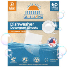 Gull Living Detergent Opvaskemaskine lagner - 60 Loads Pack S?be - Rejse Opvaskemaskine Opvaskemaskine ark - Plastfrit alternativ til b?lg og tab