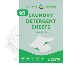 Feuilles de detergent a lessive Lucent Globe - Feuilles de linge pre-mesurees - Elimination des taches puissantes - douce sur la peau et les tiss