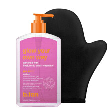 b.tan Meilleur Gel Auto-Bronzant Transparent avec Gant | Pack Glow Your Own Way - Gel Bronzant Express pour Visage et Corps, 1