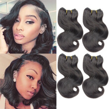 4 Paquetes de Extensiones de Cabello Humano Onda Brasileña 8" Cabello Virgen Natural