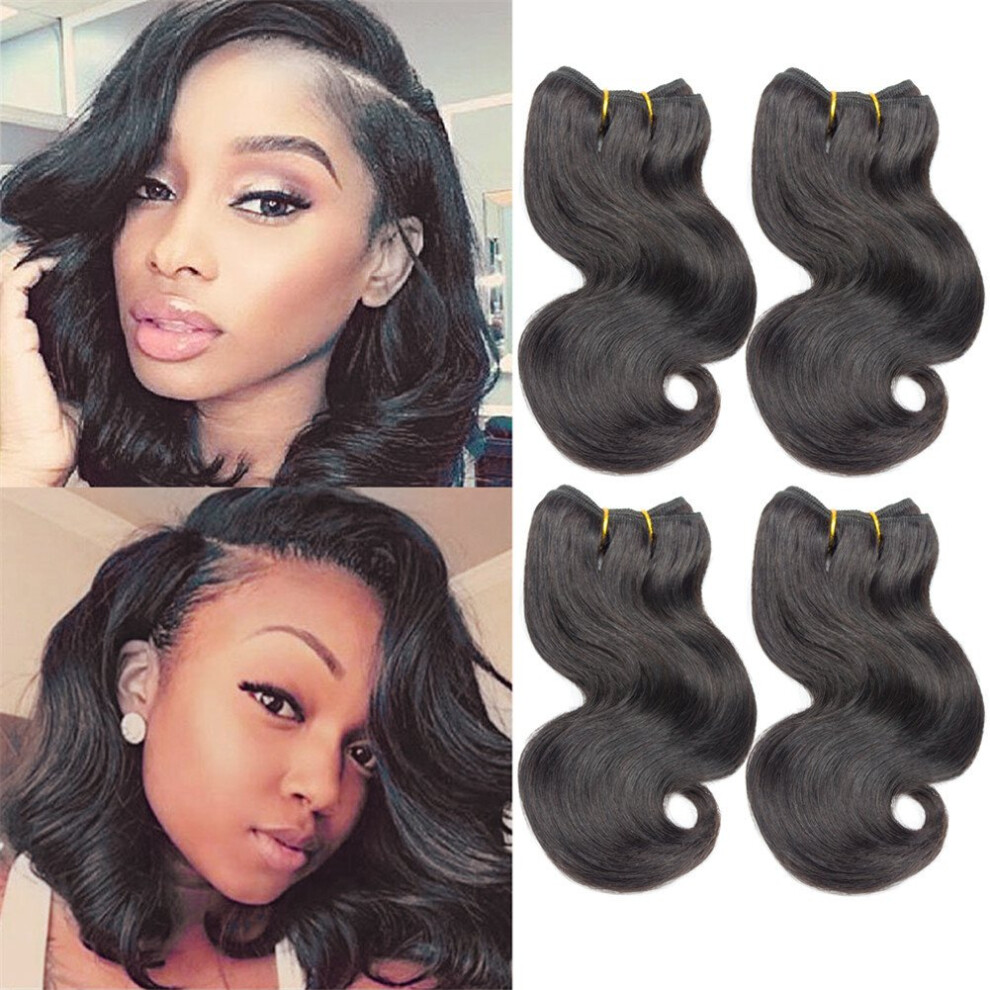 Selina 4Bundles Brazilian Body Wave Virgin Hair Extension Human Hair Bundles 8"Short Virgin Brazilian Hair Weaves 50G/Pcs Human Hair Extensions Natural Color