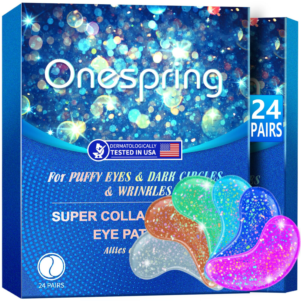 Onespring Eye Gel Pads (24 Pairs) - Under Eye Patches For Puffy Eyes Wrinkles Dark Circles Natural Collagen Eye Gels Under Eye Mask Patches F
