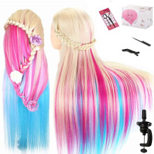 Beauty Star 29 """" ""Colorful Mannequin Head avec 100% Symheic Hair Doll Head for Hair Styling and Traiding Practice Professional Bride Cosmetologu