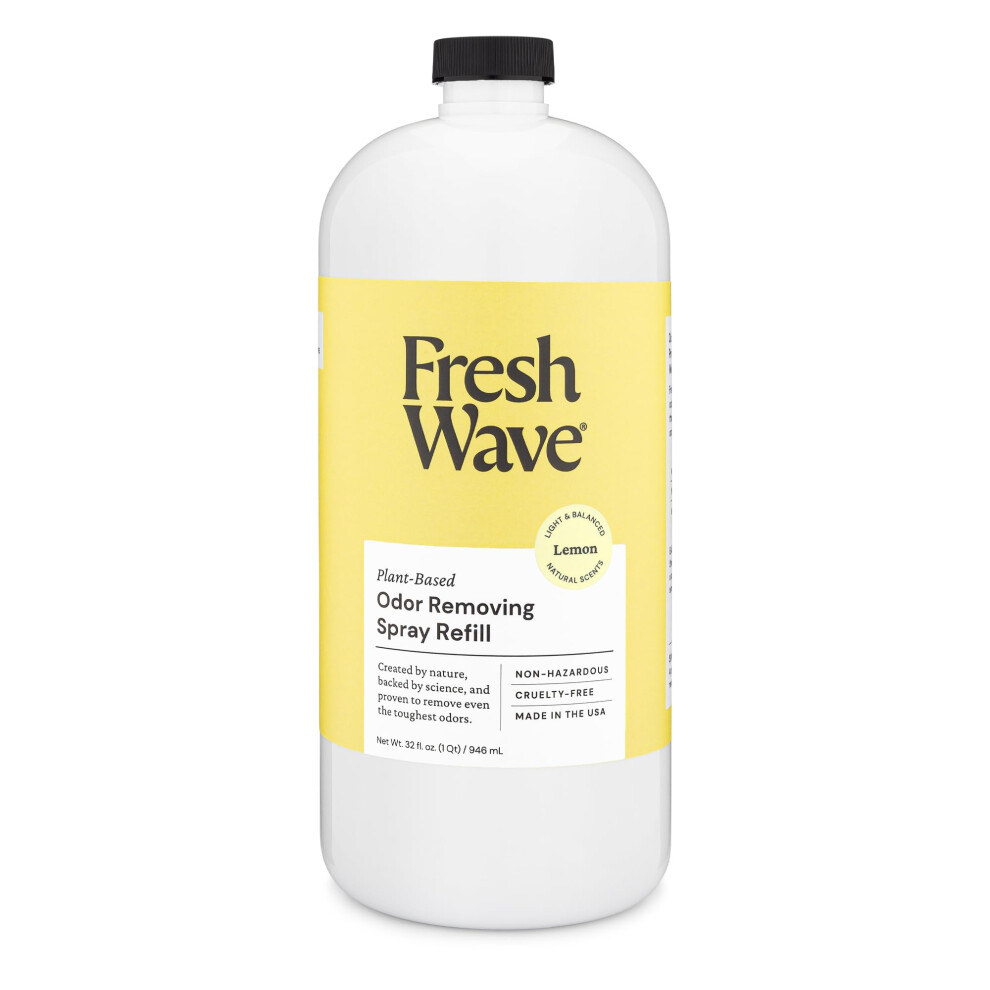 Fresh Wave Lemon Odor Eliminator Spray & Air Freshener Refill  32 fl. oz. | Lemon Scent Spray Refills For Up To 4 8oz. Spray Bottles | Safer Odor-image-OPC-PHXTRGV-NEW