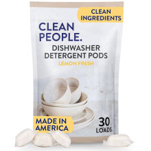 The Clean People Dishwasher Pods - Cuts Grease & Rinses Sparkling Clean - Residue-Free - Phosphate Free Dishwashing Pods - Lemon 30 Pack