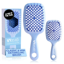 FHI Heat - Pacote combinado de escova desembaraadora UNbrush - Escova de cabelo UNbrush original e mini para todos os tipos de cabelo molhado/se