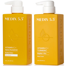 MEDIX Vitamine C Body Wash + Vitamine C Bodylotion & Gezichtsmoisturizer 2PC Huidverzorgingsset | Anti-aging lotion + lichaamsreiniger Huidverzor