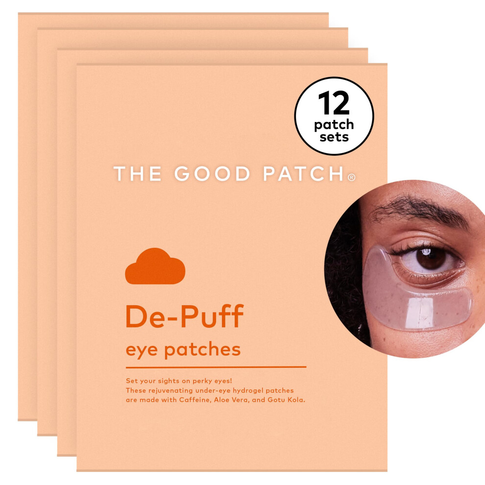 The Good Patch De-Puff Cooling Hydrogel Under Eye Patches For Puffy Eyes And Under Eye Bags Made With Caffeine Aloe Vera Gotu Kola Clinically