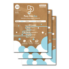 Pura Vida Eco Laundry Dergente Feuilles - 90 feuilles (jusqu' 180 charges) - non parfume - Idal pour les vtements de bb voyage - Hypoalle s