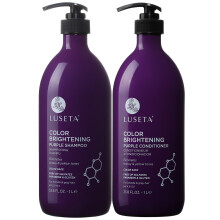 L LUSETA Color Brightening Purple Shampoo en Conditioner Set voor blond en grijs haar doordrenkt met Cocos Nucifera-olie om het haar te voeden, h