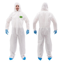 RAYGARD SMS Engångs Overaller, Hazmat Dräkter med Huva och Elastiska Handledningar (1 Pack i Vitt, X-Large)