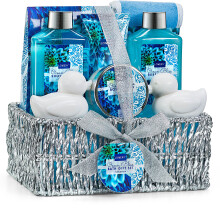 Cesto Regalo Spa per la Festa della Mamma - 9pz Set Bagno & Corpo - Gel Doccia, Bolla, Sale da Bagno & altro