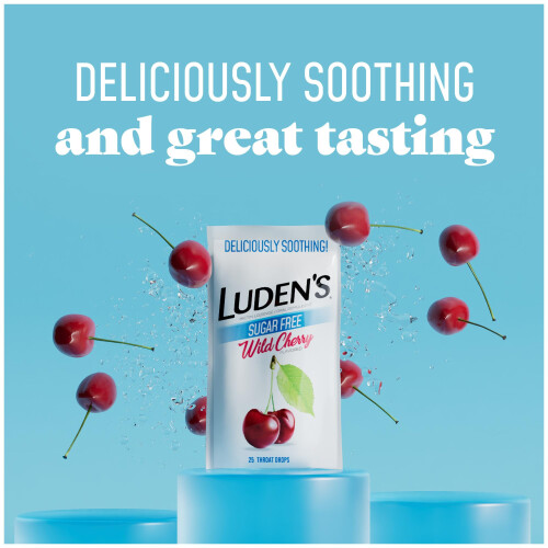 Luden's Sugar Free Wild Cherry Gorge Drops mal de gorge Relief 25 Count (12 pack) 1