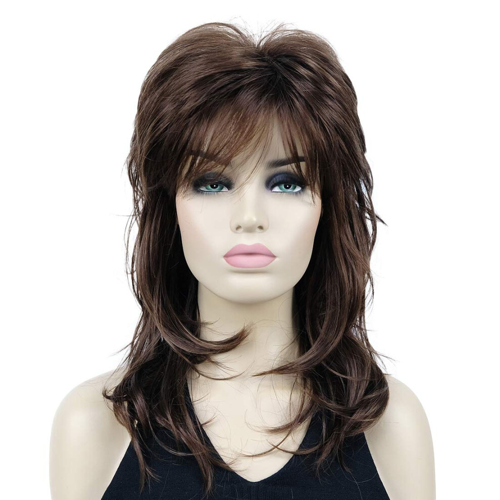 Lydell Unisex Red Long Soft Shaggy Laye Classic Cap Full Synthetic Wig Wigs (31 Medium Auburn)