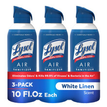 Lysol Lucht Sanitizer Spray, Voor Lucht Sanitatie en Geurverwijdering, Witte Linnen Geur, 10 Fl. Oz (Verpakking van 3)